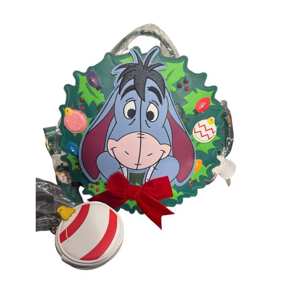 Her Universe Eeyore Christmas Light Up Wreath Convertible Crossbody Backpack NWT - Picture 1 of 6